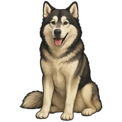 Alaszkai malamut ülő kutyus kristálymatrica