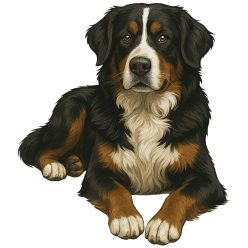 Berni pásztorkutya fekvő kutyus kristálymatrica